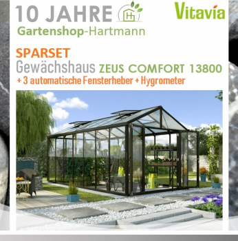 Vitavia Gewächshaus Zeus Comfort 13800 ESG/HKP 258x540 schwarz + 155€ Zubehör !